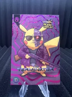 Terminator (Pikachu) #E8 - Purple Holo Box Hit Electric Pikachu Cosplay Pokemon - Image 1
