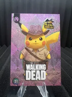 Walking Dead (Pikachu) #E13 - Pink Holo Box Hit Electric Pikachu Cosplay Pokemon - Image 1