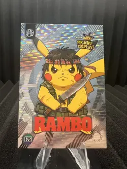 Rambo (Pikachu) #E25 - Silver Holo Box Hit Electric Pikachu Cosplay - Pokemon - Image 1