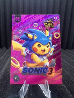 Sonic 3 (Pikachu) #E32 - Purple Holo Box Hit Electric Pikachu Cosplay - Pokemon - Image 1