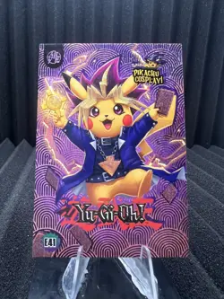 Yu-Gi-Oh! (Pikachu) #E41 - Pink Holo Box Hit Electric Pikachu Cosplay Pokemon - Image 1