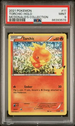 2021 POKEMON MCDONALD'S COLL #11 TORCHIC-HOLO PSA 9 - Image 1