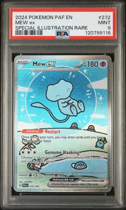 2024 POKEMON PAF EN-PALDEAN FATES SPECIAL ILLUSTRATION RARE #232 MEW EX PSA 9 - Image 1