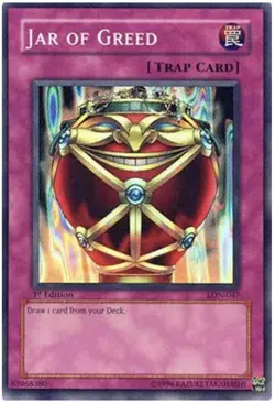 Yu-Gi-Oh! Jar of Greed LON-047 Super Rare 1st Edition - Image 1