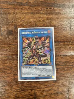 YUGIOH DARKNESS METAL THE DRAGON OF DARK STEEL BLAR-EN047 SECRET 1ST ED NM - Image 1