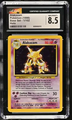 CGC 8.5 Alakazam 1999 Base Set 1/102 Holo Pokemon Card - Image 1
