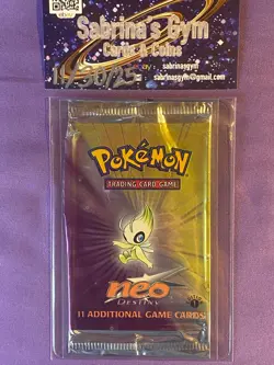 Empty 1st Edition Celebi artwork Neo Destiny Set Pokemon Card Opened Pack - Image 1