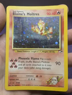 Pokemon TCG Blaine's Moltres Gym Heroes Holo Card 1/132 Unlimited Rare - Image 1