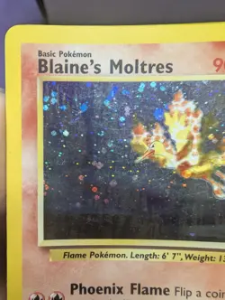 Pokemon TCG Blaine's Moltres Gym Heroes Holo Card 1/132 Unlimited Rare - Image 3