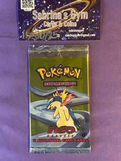Empty 1st Edition Typhlosion artwork Neo Genesis Set Pokemon Card Opened Pack - Image 1