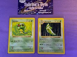 Shadowless Caterpie Metapod Base Set Pokemon Card - Image 1