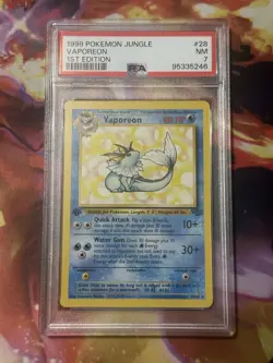 Jungle 1st Edition VAPOREON #28/64 PSA 7 1999 Pokemon Card Game - Image 1