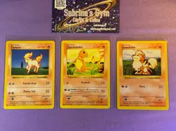 Shadowless Ponyta Charmander Growlithe Base Set Pokemon Card - Image 1