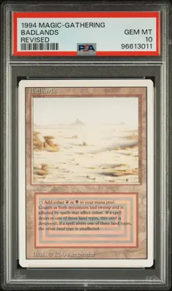 Badlands MTG 1994 Magic The Gathering Revised Edition Dual Land PSA 10 Gem Mint - Image 1