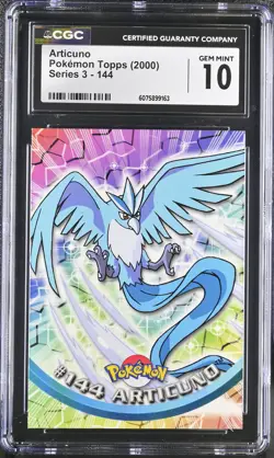 CGC 10 GEM MINT Articuno 2000 Series 3 Topps 144 Pokemon Card - Image 1