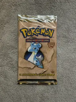 UNWEIGHTED Sealed Pokemon 1st Edition Fossil Booster Pack Lapras Art - Image 1