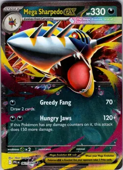 Mega Sharpedo EX 061/094 Double Rare Phantasmal Flames Pokemon TCG NM - Image 1