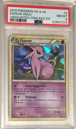 2010 Pokemon HGSS Undaunted PSA 8 Espeon Cracked Ice HOLO #2 FRESHLY GRADED - Image 1