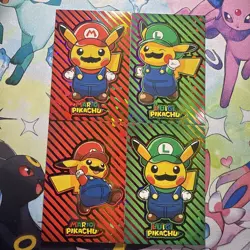 4 Box Hits Cracked Ice Holo Rainbow Mario And Luigi Pikachu Ponchos Pokemon - Image 1