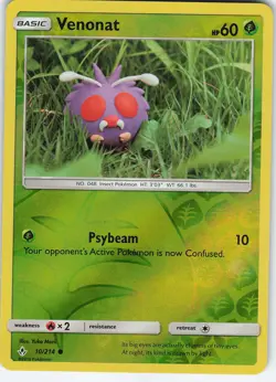 Venonat 10/214 Reverse Holo Common SM - Unbroken Bonds NM Pokemon - Image 1