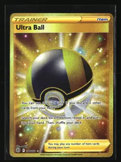 Pokemon ULTRA BALL 186/172 Gold Secret Rare (Sword Shield Promo) NM/Near Mint - Image 1