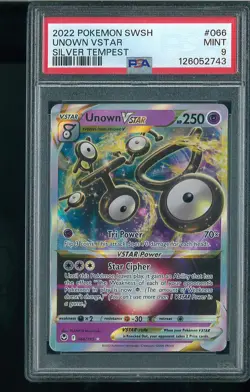 PSA 9 Unown VSTAR - 066/195 - Silver Tempest Graded Pokemon - Image 1