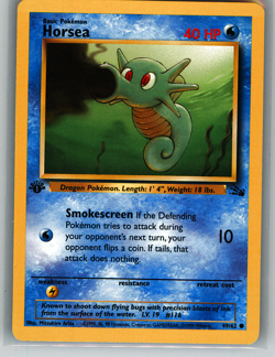 Pokemon TCG Fossil 1st Edition Horsea Regular WOTC NM - Image 1