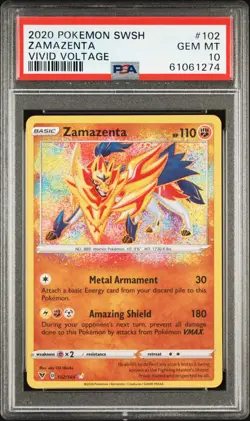 Pokemon Sword & Shield Zamazenta Vivid Voltage #102 PSA 10 Gem Mint Perfect Slab - Image 1