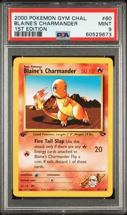 First Edition 2000 Pokemon Gym Challenge Blaine's Charmander 60/132 PSA 9 Mint - Image 1