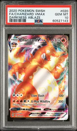 2020 POKEMON SWORD & SHIELD DARKNESS ABLAZE #020 FULL ART CHARIZARD VMAX PSA 10 - Image 1