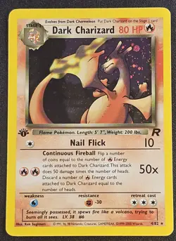 Dark Charizard Team Rocket 4/82 Holo 1st Edition Holo Rare - Pokemon - Swirls 🍥 - Image 1