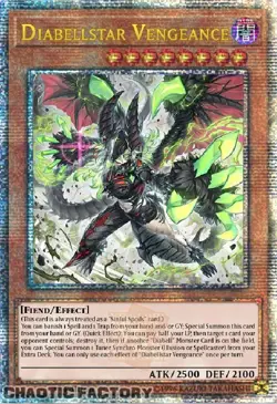 YUGIOH ALIN-EN011 Diabellstar Vengeance Quarter Century Secret Rare 1st Edition - Image 1