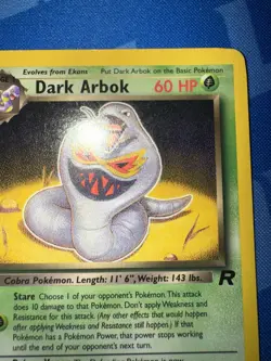 Pokemon Dark Arbok Card 19/82 Non-Holo Rare, Team Rocket Series (LP) - Image 3