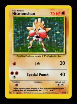 Hitmonchan 7/102 Holo Rare Base Set Pokemon Card - Image 1
