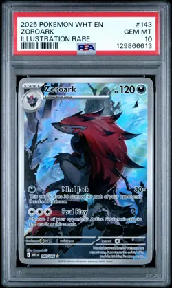 2025 Pokemon White Flare Zoroark Illustration Rare Card #143/086 Graded PSA 10 - Image 1