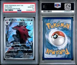 2025 Pokemon White Flare Zoroark Illustration Rare Card #143/086 Graded PSA 10 - Image 3