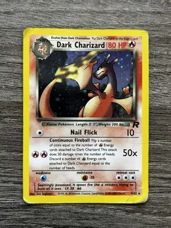 Pokemon TCG Dark Charizard 4/82 Holo Rare Card Team Rocket DMG Swirl 🌀 - Image 1