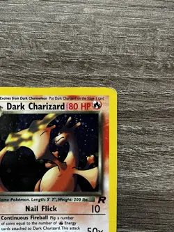 Pokemon TCG Dark Charizard 4/82 Holo Rare Card Team Rocket DMG Swirl 🌀 - Image 3