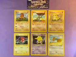 Played/Damaged Shadowless Machop Diglett Voltorb + Base Set Pokemon Cards - Image 1