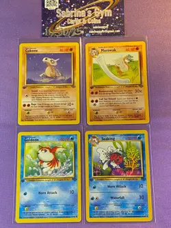 1st Edition Cubone Marowak Goldeen Seaking Jungle Pokemon Card - Image 1