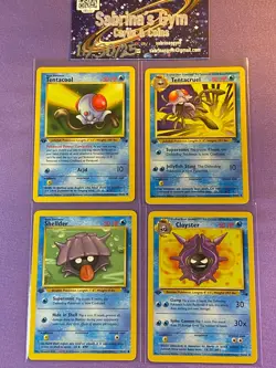 1st Edition Tentacool Tentacruel Shellder Cloyster Fossil Set Pokemon Card - Image 1