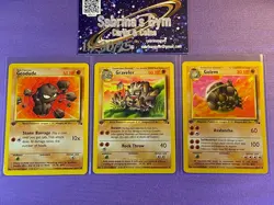 1st Edition Geodude Graveler Golem Fossil 36 37 47/62 Pokemon Card - Image 1