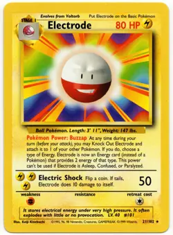 Pokemon - Base Set Unlimited - Electrode 21/102 - Non-Holo LP+ - Image 1
