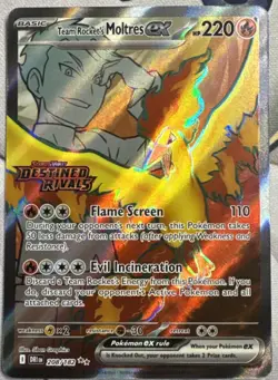 Team Rocket’s Moltres ex 208/182 Destined Rivals Full Art Holo NM Pokemon TCG - Image 1