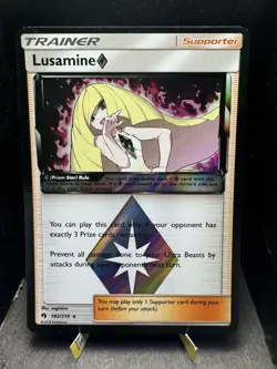 Pokemon TCG SM Lost Thunder Lusamine 182/214 Prism Star Ultra Rare Holo NM! - Image 1