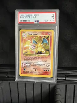 Pokemon 1999 Charizard Base Set Unlimited #4 Holo PSA 7 Near Mint - Image 1