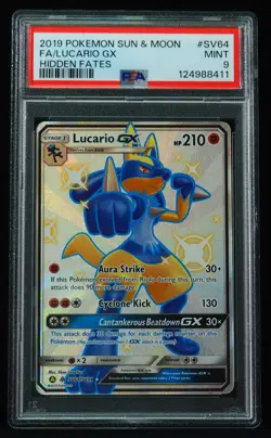 Lucario GX SV64 PSA 9 Hidden Fates Pokemon Card, Multiple Available - Image 1