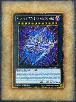 Yugioh Number 77: The Seven Sins PGL3-EN011 Gold Secret Rare 1st Ed NM - Image 1