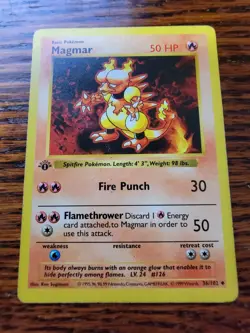 PL 1st edition Pokemon MAGMAR Card BASE Set 36/102 First ed Shadowless - Image 1