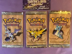 Empty Aerodactyl Zapdos Lapras Fossil Set Artwork Pokemon Card Opened Packs - Image 1